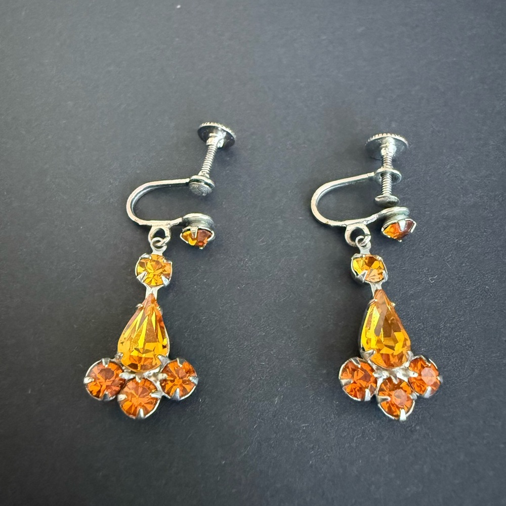 Vintage Amber Glass Earrings